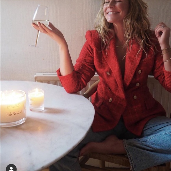 👸🏻 Zara Red Textured Double Breasted Blazer NWT - Picture 11 of 17